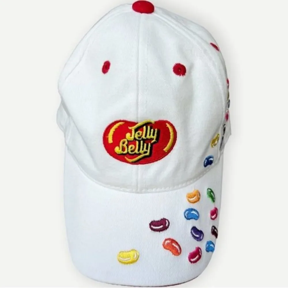 Jelly Belly Vintage Jellybeans Kids White Embroidered Novelty Baseball Cap. Hat.